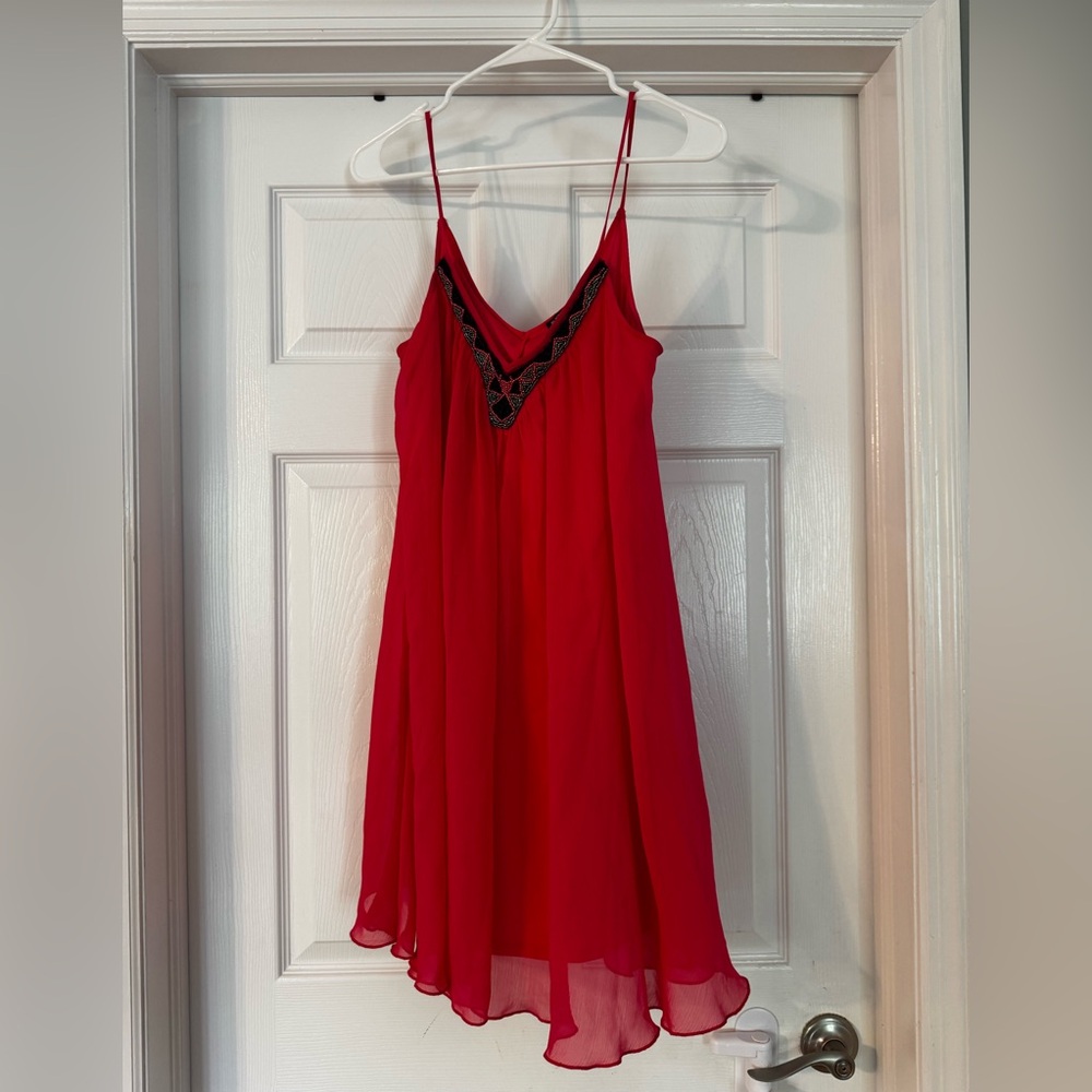 Express Vibrant Pink Dress with Beaded Detail